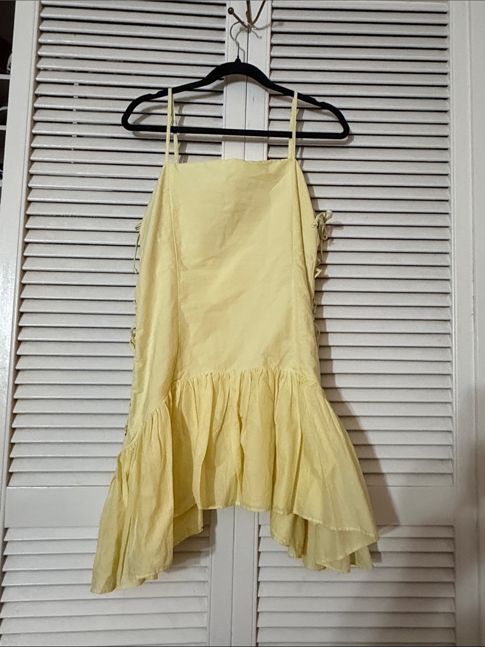 Zara butter Yellow Ruffle-Hem Spaghetti Strap Dress